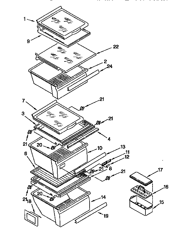 Kenmore 1069557612 refrigerator shelf diagram