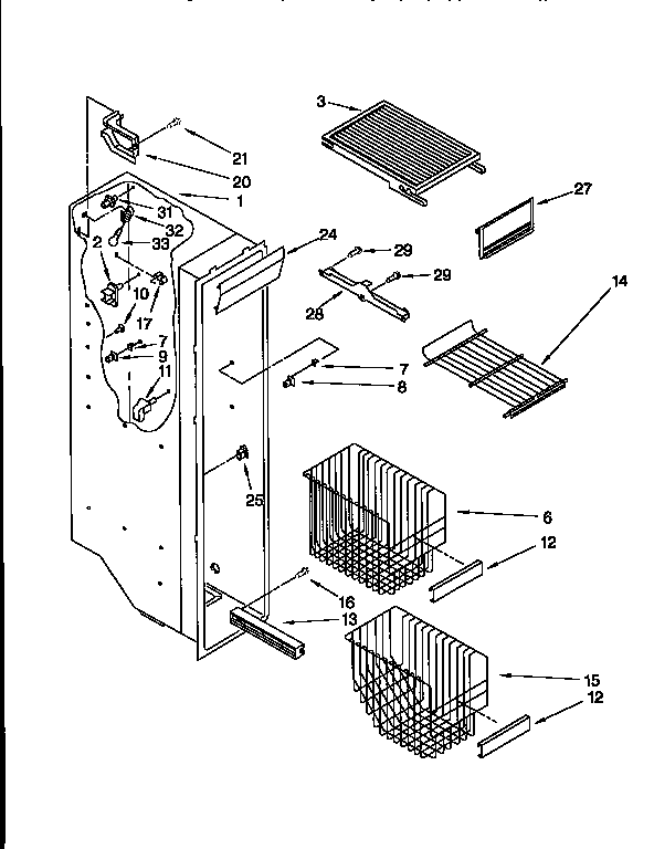 Kenmore 1069557612 freezer liner diagram