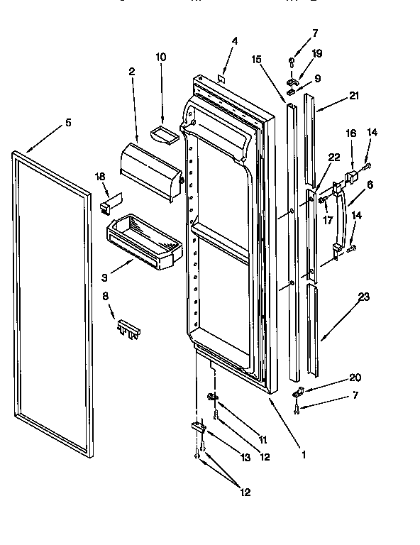 Kenmore 1069557612 refrigerator door diagram