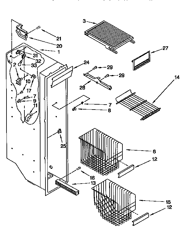 Kenmore 1069555722 freezer liner diagram