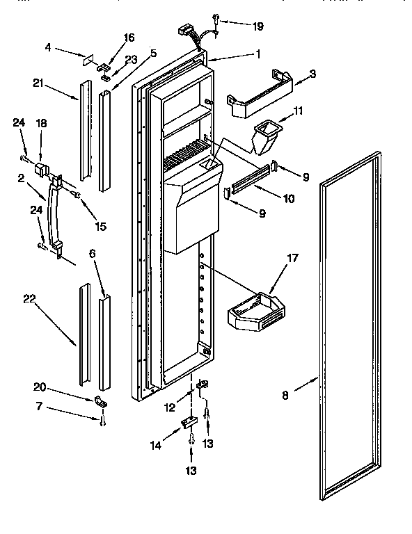 Kenmore 1069555722 freezer door diagram
