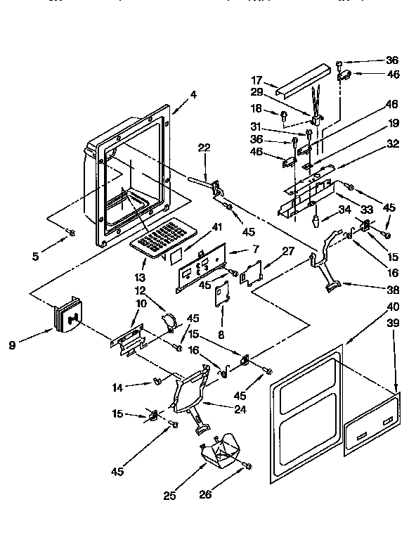 Kenmore 1069555722 dispenser fornt diagram