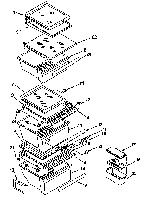 Kenmore 1069552822 refrigerator shelf diagram