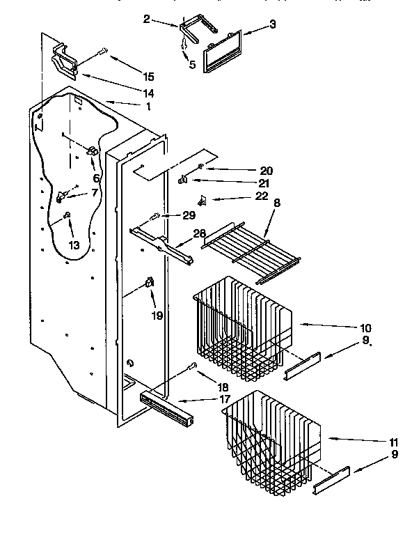 Kenmore 1069552822 freezer liner diagram