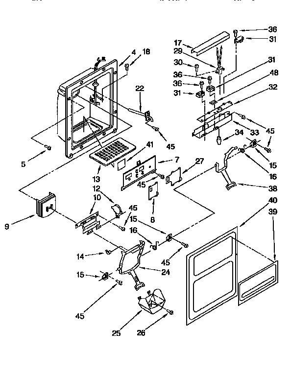 Kenmore 1069552822 dispenser front diagram
