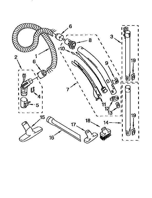 Kenmore 11626112690 hose and attachment diagram