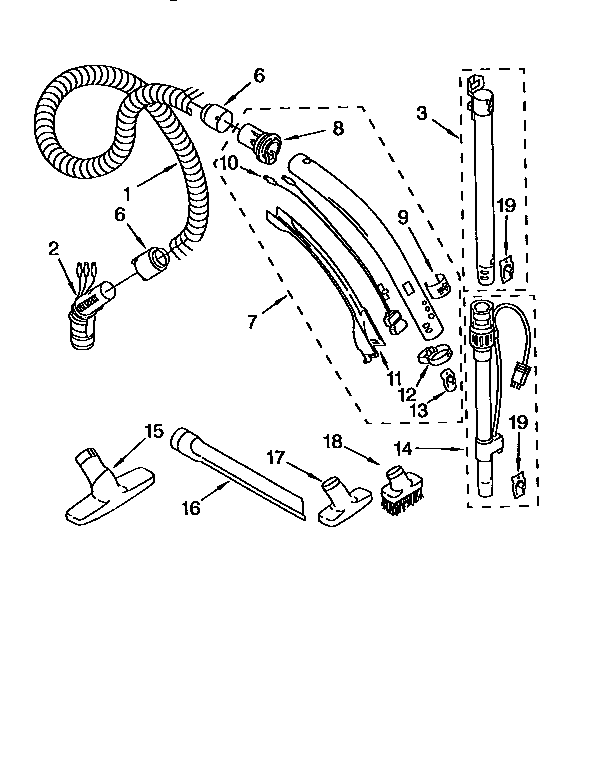 Kenmore 11626212690 hose and attachments diagram