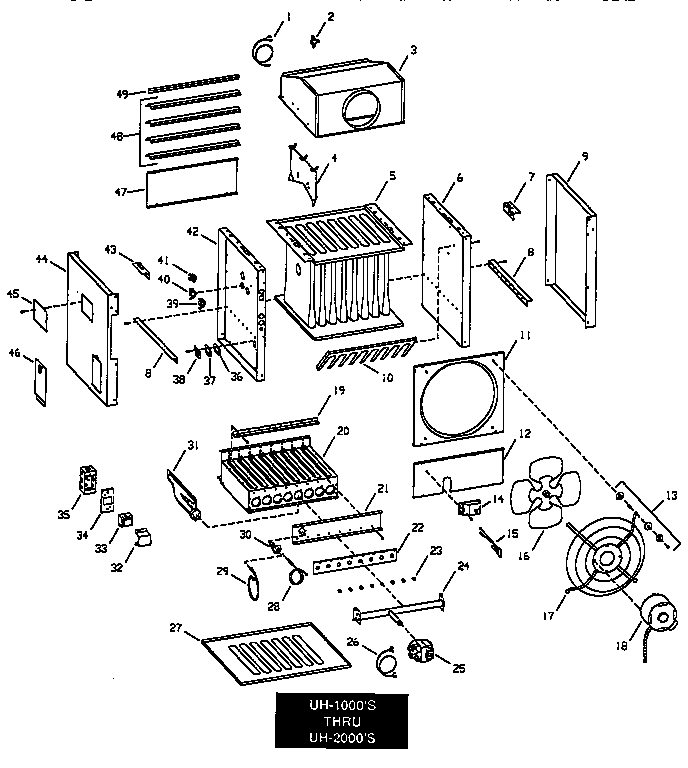 Empire UH-1225 functional replacement parts diagram