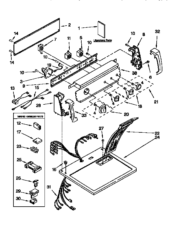 Kenmore 11076801690 top and console diagram