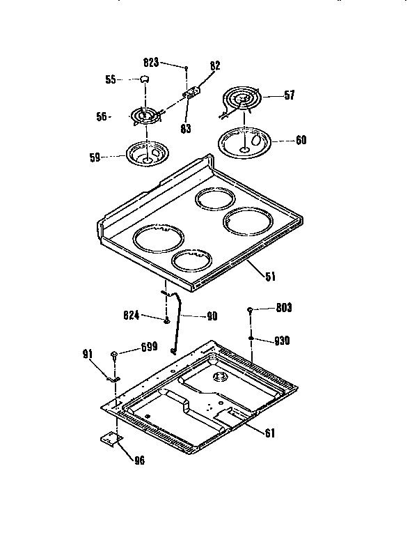 Kenmore 9119354590 main top section diagram