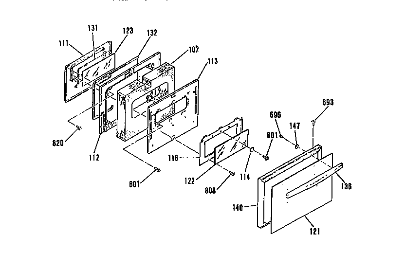 Kenmore 9119354590 oven door section diagram