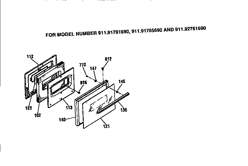 Kenmore 91192761690 door section diagram