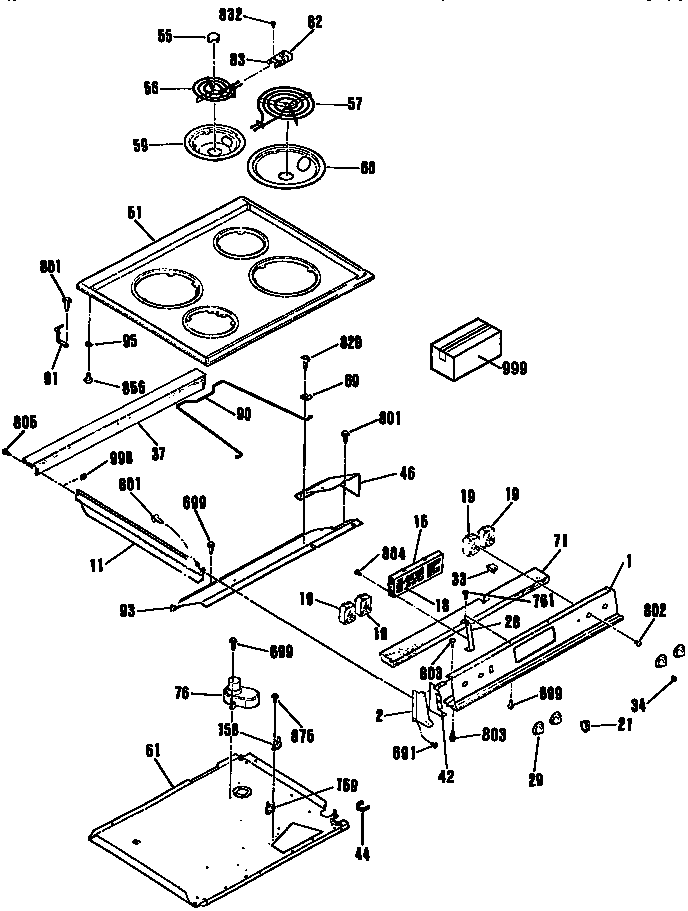 Kenmore 91146565690 main top section diagram