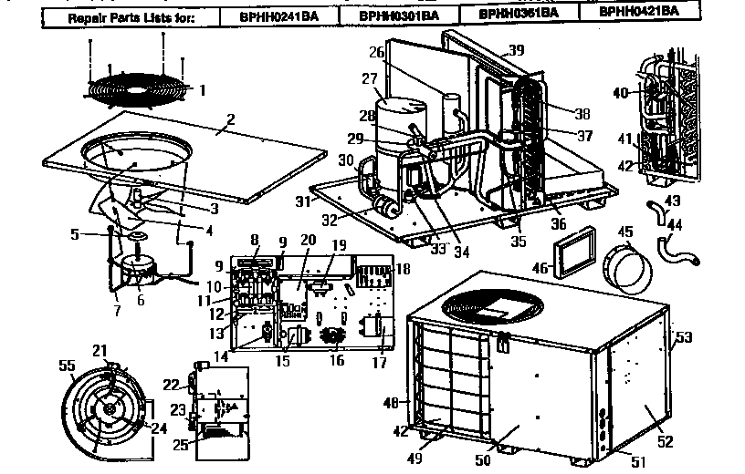 Coleman Evcon BPHH0241BA functional replacement parts diagram