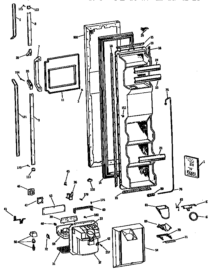 GE TFH22PRSBWW freezer door diagram