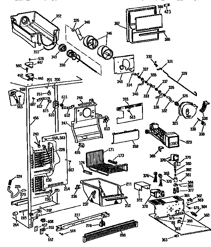 GE TFH22PRSBWW freezer section diagram