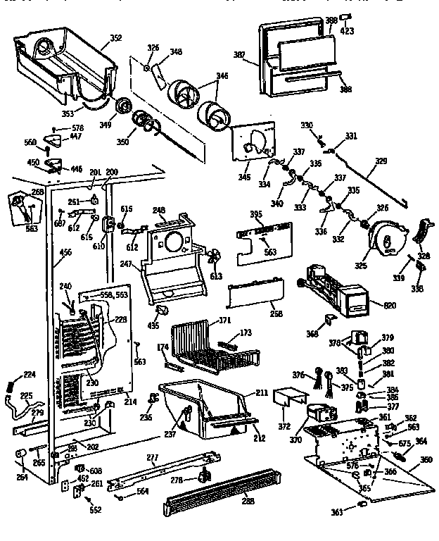 GE TFH22PRSBAA freezer section diagram