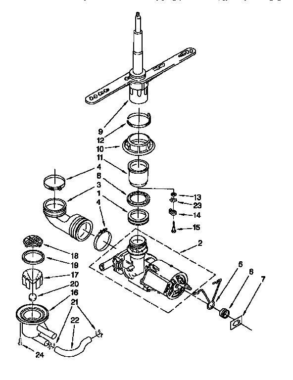 Kenmore 6651644593 pump and spray arm diagram