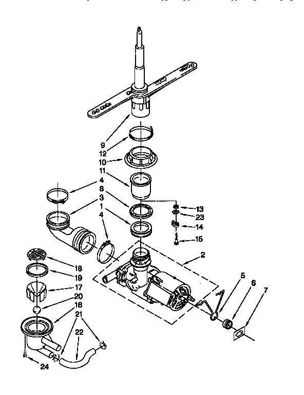 Kenmore 6651514593 pump and spray arm diagram