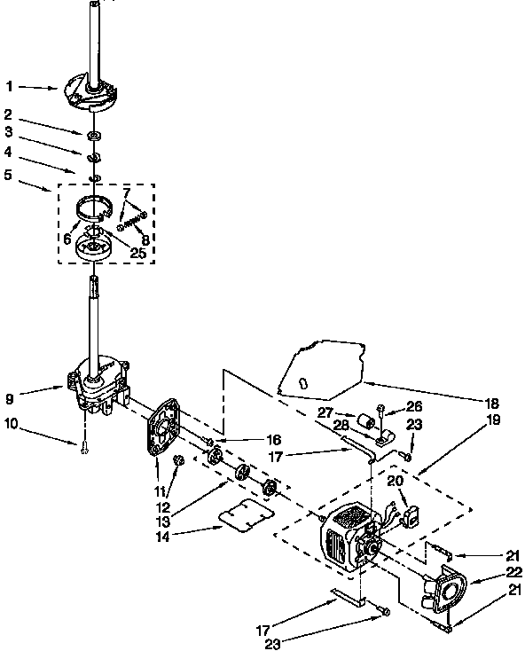Kenmore 11091565210 motor and pump diagram