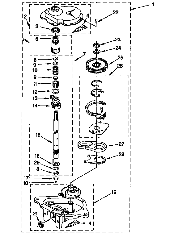Kenmore 11091565210 gearcase diagram