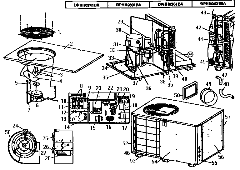 Coleman Evcon DPHH0301BA unit parts diagram