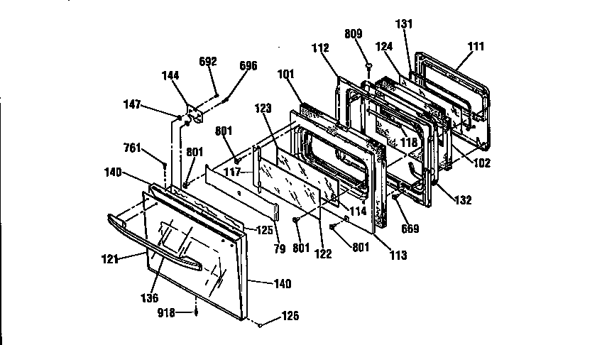 Kenmore 91147466690 door section diagram
