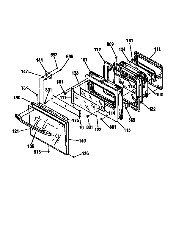Kenmore 91148369690 upper door section diagram
