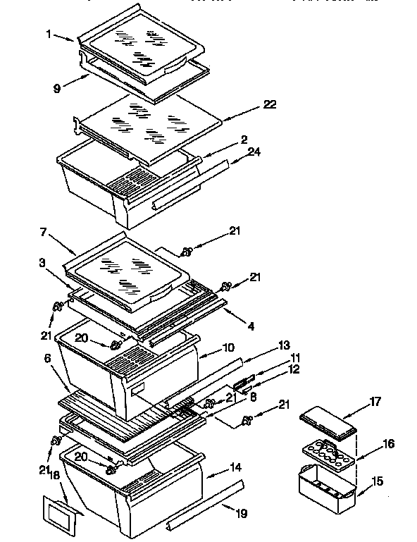 Kenmore 1069555720 refrigerator shelf diagram