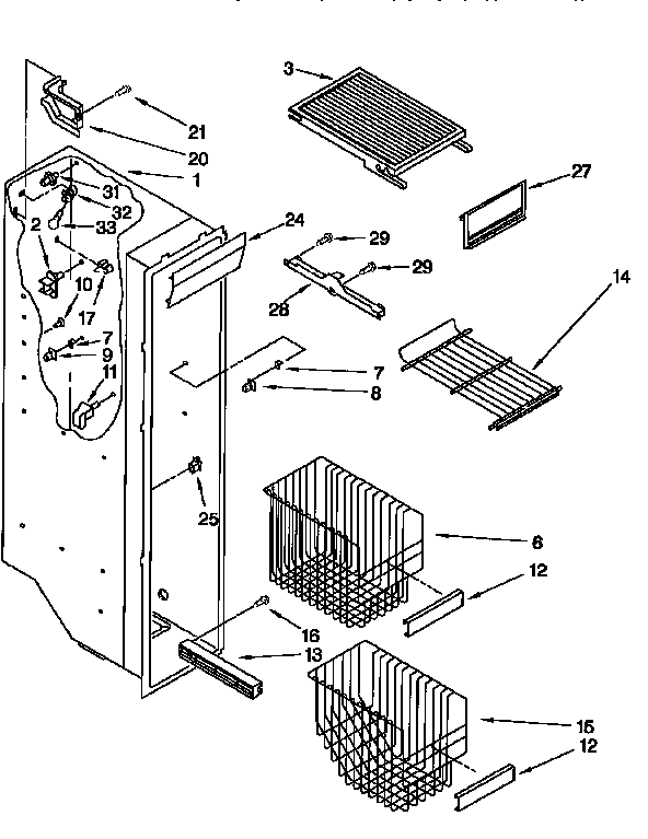 Kenmore 1069555720 freezer liner diagram