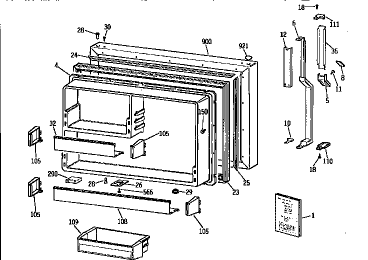Kenmore 3639755772 freezer door diagram