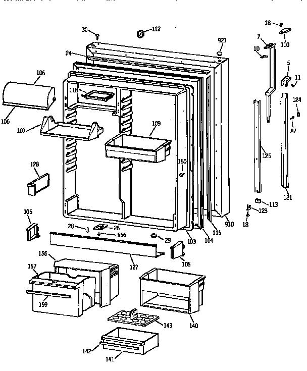 Kenmore 3639755772 fresh food door diagram
