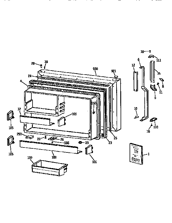 Kenmore 3639755752 freezer door diagram