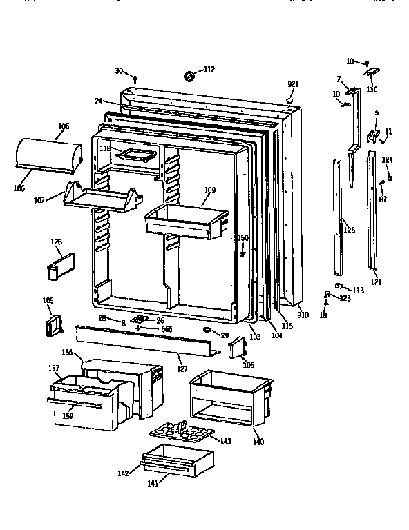 Kenmore 3639755752 fresh food door diagram