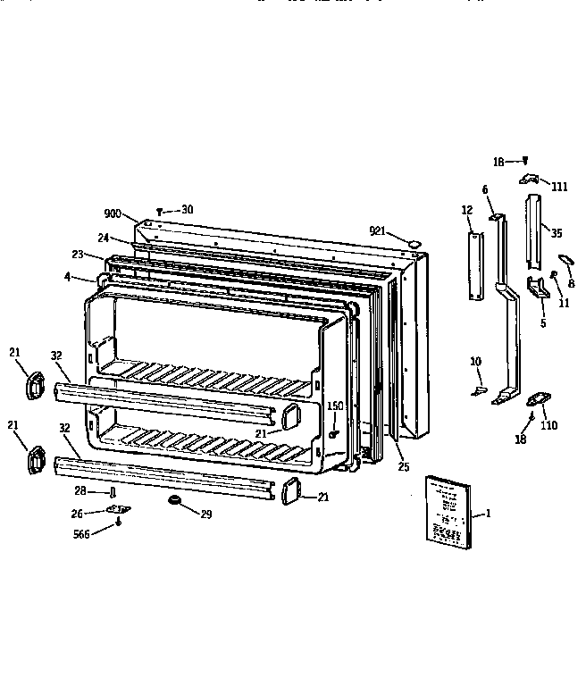 Kenmore 3639771681 freezer door diagram