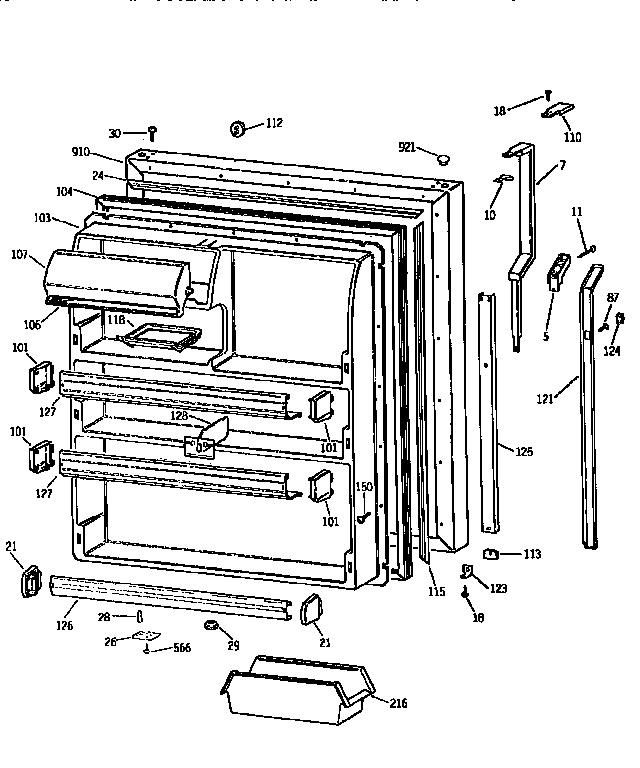 Kenmore 3639771681 fresh food door diagram