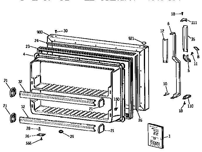 Kenmore 3639671611 freezer door diagram