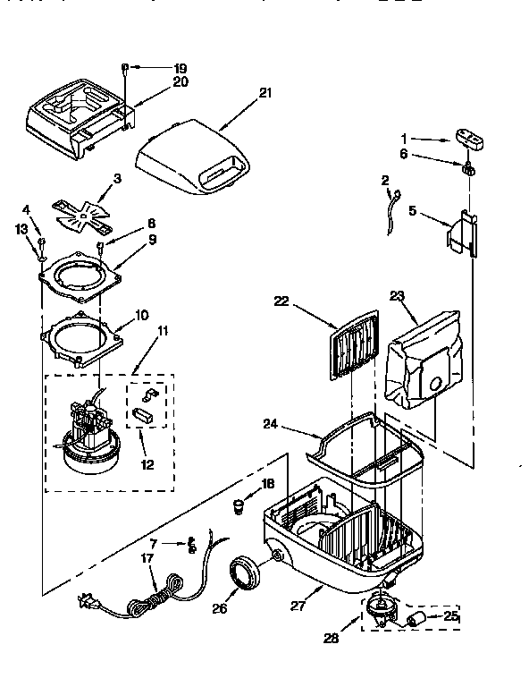 Kenmore 1163211590C vacuum cleaner diagram