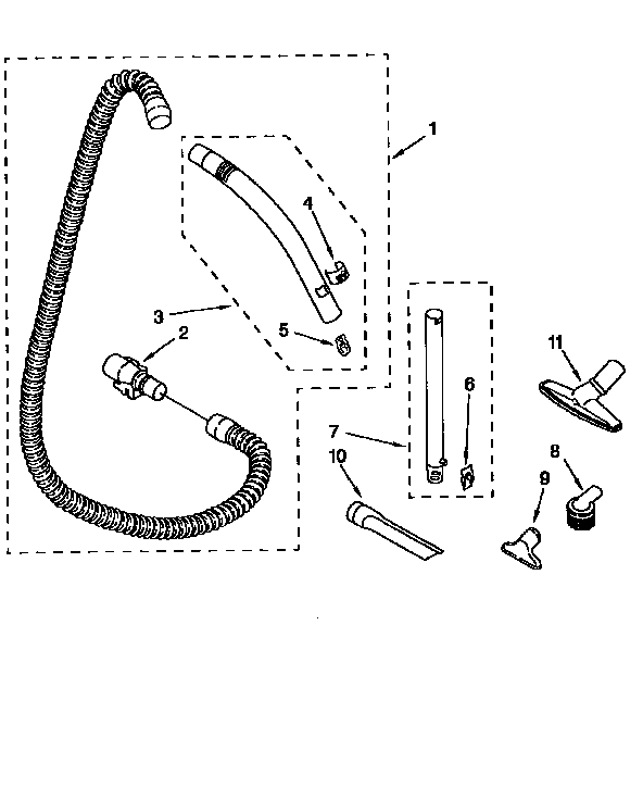 Kenmore 1163211590C hose and attachments diagram