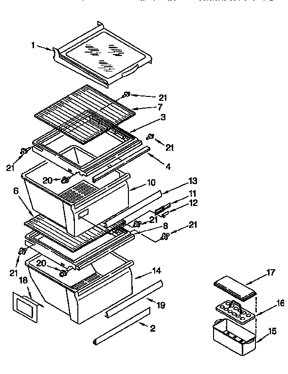 Kenmore 1069500720 refrigerator shelf diagram