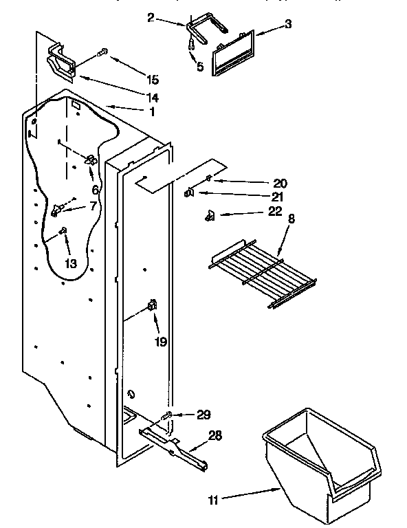 Kenmore 1069500720 freezer liner diagram