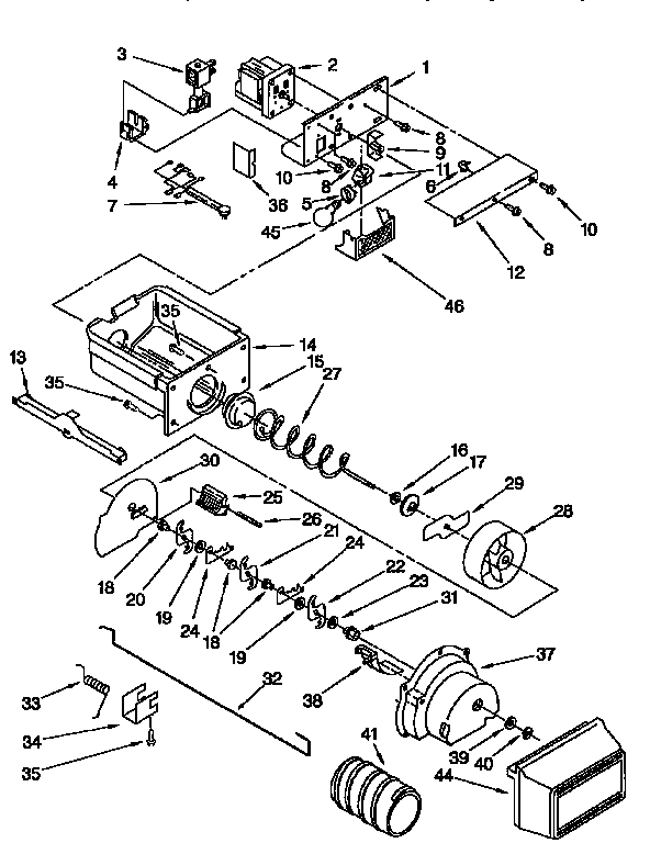 Kenmore 1069500720 motor and ice container diagram