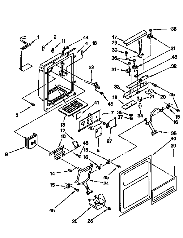Kenmore 1069500720 dispenser front diagram