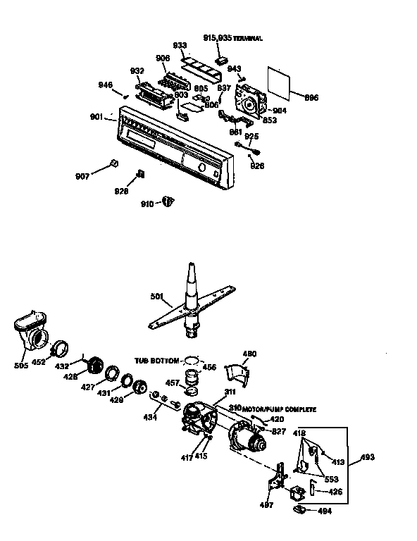 Kenmore 3631655192 escutcheon & motor pump mechanism diagram