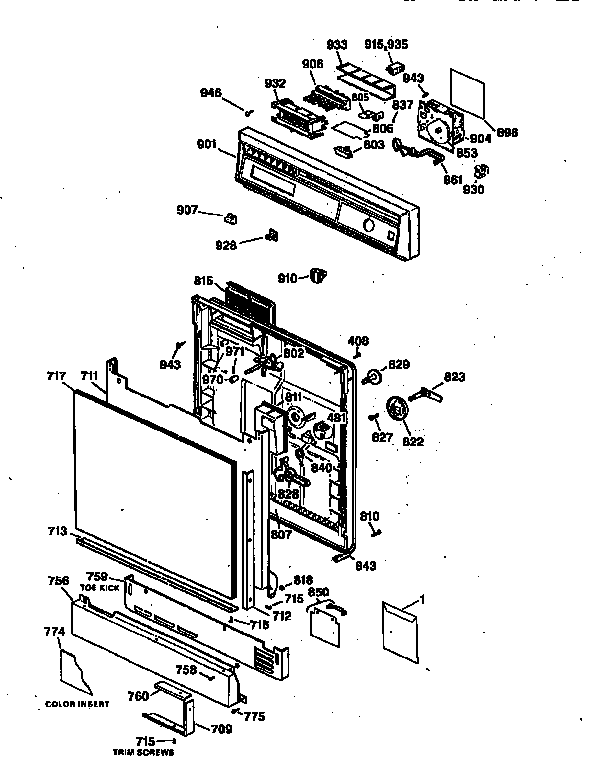 Kenmore 36314141690 door and control diagram