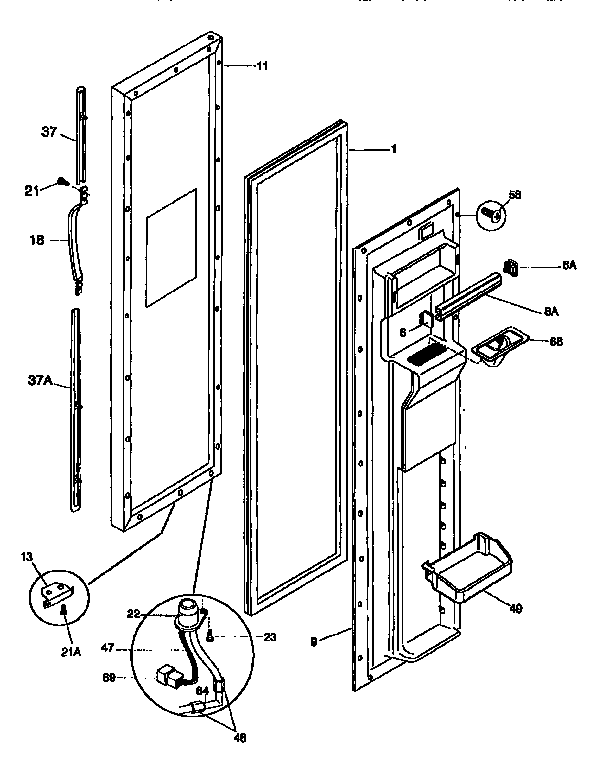 Frigidaire FRS26XGCB2 freezer door diagram