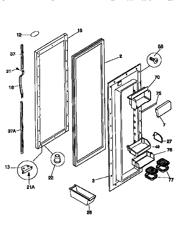 Frigidaire FRS26XGCB2 refrigerator diagram