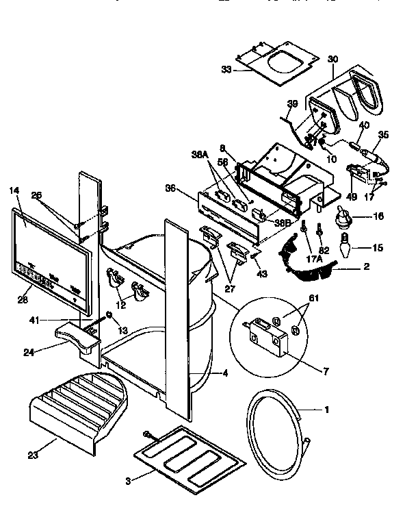 Frigidaire FRS26XGCB2 ice and water dispenser diagram