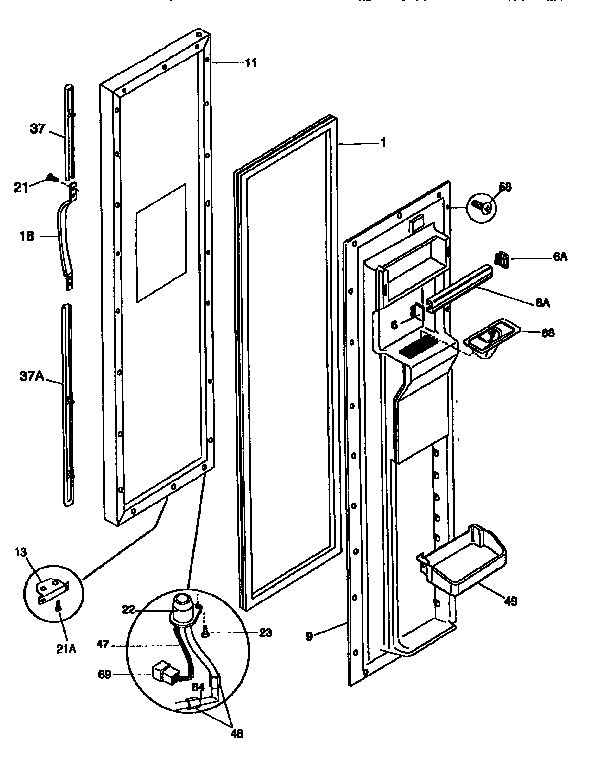 Frigidaire FRS26XGCD2 freezer door diagram