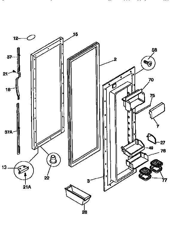 Frigidaire FRS26XGCD2 refrigerator door diagram